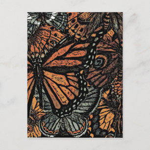 Carte Postale Imaginaire papillon orange art abstrait