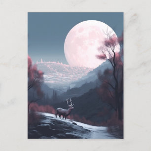 Carte Postale Imaginaire paysage cerf Whimsical Surreal