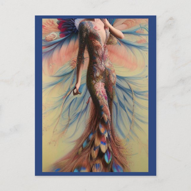 Carte Postale Imaginaire Peacock Mariage robe Fairytale Mariée P (Devant)