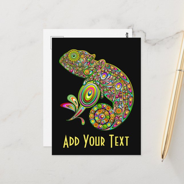 Carte Postale Imaginaire psychédélique de Chameleon (Devant/Arrière en situation)