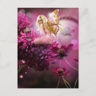 Carte Postale Imaginaire rose mystique Fairy Garden Art