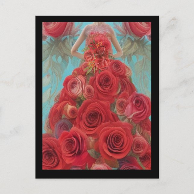 Carte Postale Imaginaire Roses rouges Roses Mariages robe Goth M (Devant)
