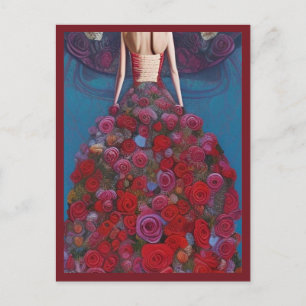 Carte Postale Imaginaire Roses rouges Roses Mariages robe Goth M