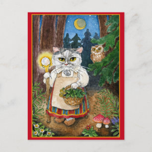 Carte postale imaginaire sorcière mignonne