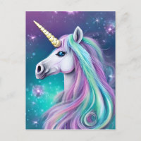Imaginaire Unicorne avec cheveux bleu et rose