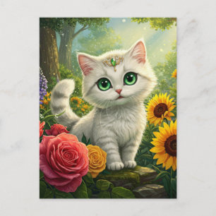 Carte postale Imaginaire vert aux yeux blanc mou