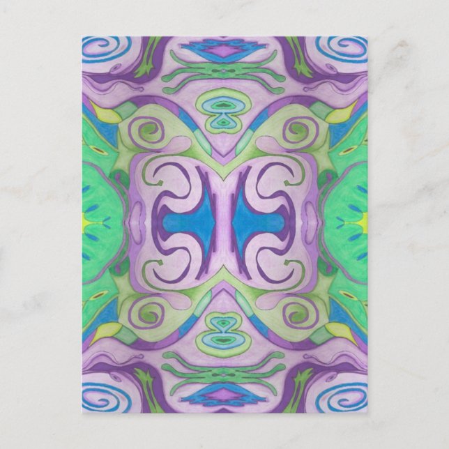 Carte postale Imaginaire vert violet (Devant)