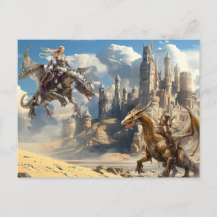 Carte Postale Imaginaire Watercolor Dragon Riders