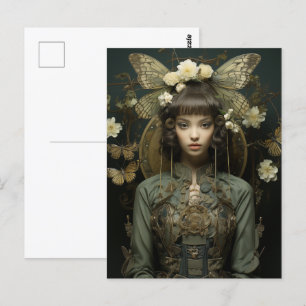 Carte Postale Imaginaire Woman and Insect Wings Scifi AI Art