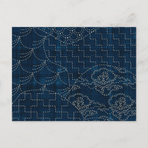 Carte Postale Imitation de broderie de style Sashiko