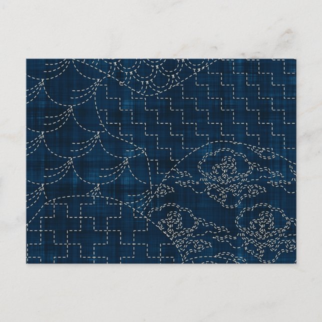 Carte Postale Imitation de broderie de style Sashiko (Devant)