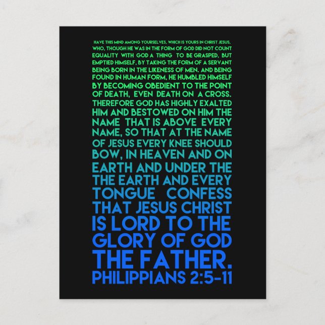 Carte Postale Imiter l'humilité du Christ Philippiens 2:5-11 (Devant)