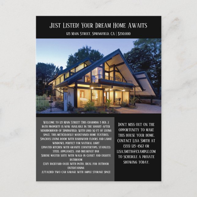 Carte Postale Immobilier juste listé (Devant)