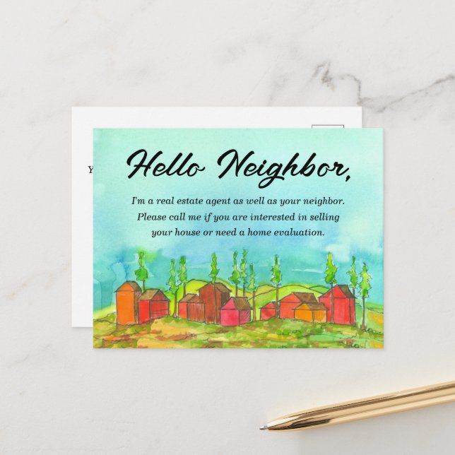 Carte Postale Immobilier Voisin Marketing Vendre votre maison (Devant/Arrière en situation)