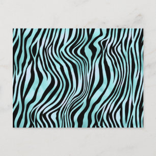Carte Postale Impression Animale Peau de Zèbre Turquoise Bleu Cl