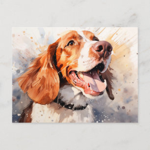 Carte Postale Impression d'art de chien à l'aquarelle joyeuse