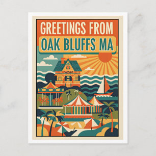 Carte Postale Impression d'art rétro d'Oak Bluffs MA