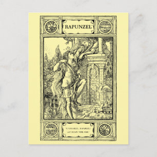 Carte Postale Impression de conte de fées victorien de Raiponce 