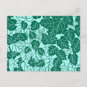 Carte Postale Impression de feuille japonaise, turquoise et aqua
