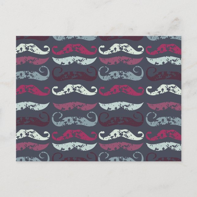 Carte Postale Impression de moustache rétro en détresse (Devant)