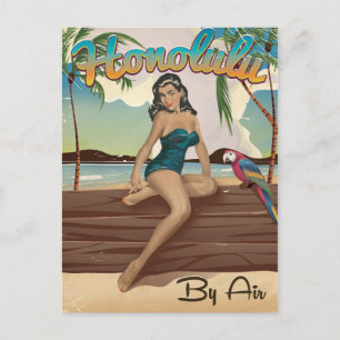 Carte Postale Impression de voyage rétro vintage Honolulu