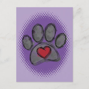 Carte Postale Impression demi-ton Amoureux des chiens Dessin Aqu