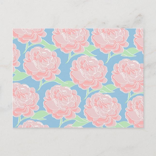 Carte Postale Impression florale assez Girly de rose en pastel (Devant)