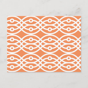 Carte Postale Impression kimono, corail orange et blanc