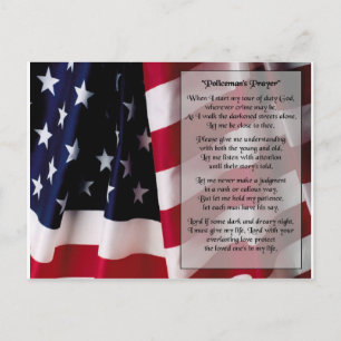 Carte Postale impression noire de la prière de la police