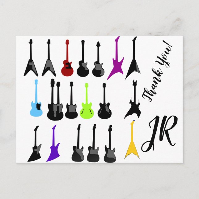Carte Postale Impression personnalisée de la guitare de Merci (Devant)