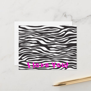 Carte Postale Impression Zèbre, Rayures de Zèbre, Noir et Blanc