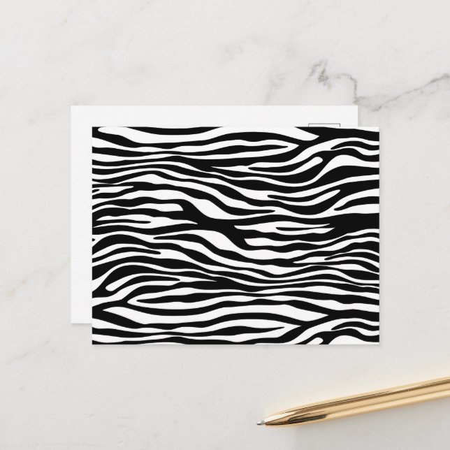 Carte Postale Impression zèbre, rayures de zèbre, noir et blanc (Devant/Arrière en situation)