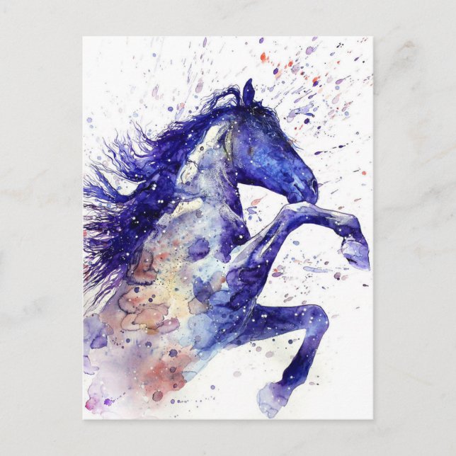 Carte Postale Impressionnant aquarelle Cheval Peinture (Devant)