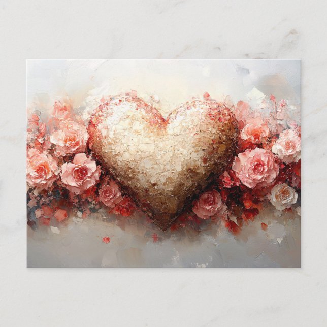 Carte Postale Impressionniste Coeur & Fleurs Valentine (Devant)
