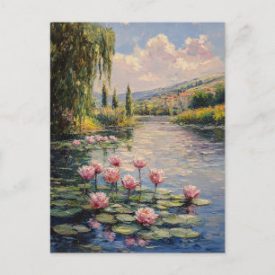 Carte Postale Impressionniste Lily Pads Willow Tree