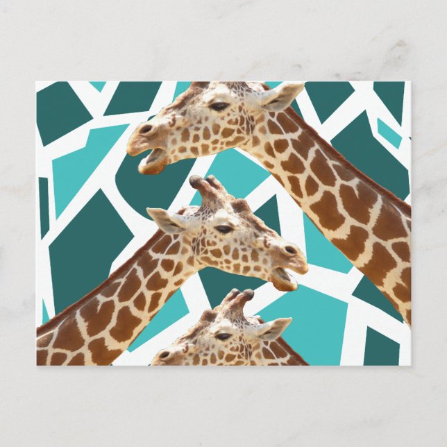 Carte Postale Imprimé girafe funky bleu sarcelle motif animal sa (Devant)