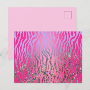 Carte Postale Imprimé tigre rose scintillant à moitié