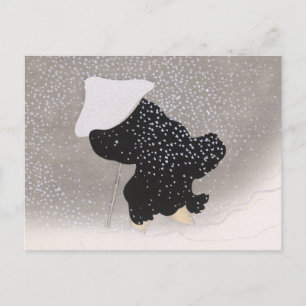Carte Postale Imprimer Bois japonais de neige tourbillonnante