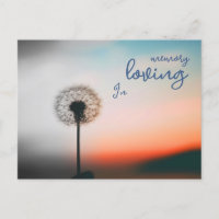 Carte postale "In loving memory" avec pissenlit 