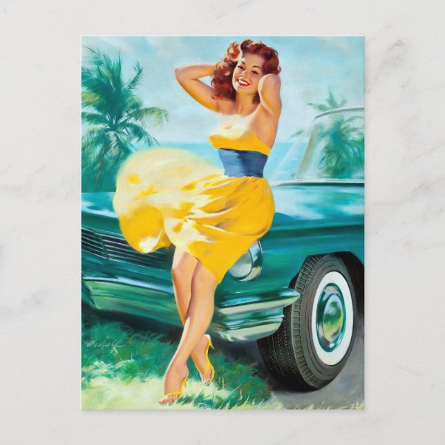 Carte Postale In Yellow Dress Pin Up (Devant)