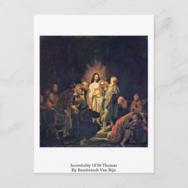 Carte Postale Incrédulité De St Thomas Par Rembrandt Van Rijn (Devant)