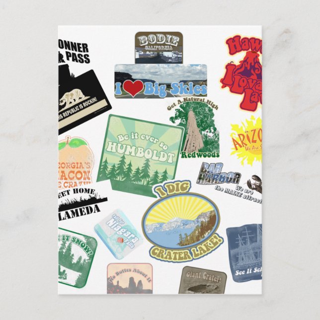 Carte Postale Incroyable Collage de Voyage (Devant)