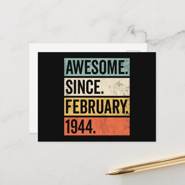 Carte Postale Incroyable depuis février 1944 Anniversaire (Devant/Arrière en situation)