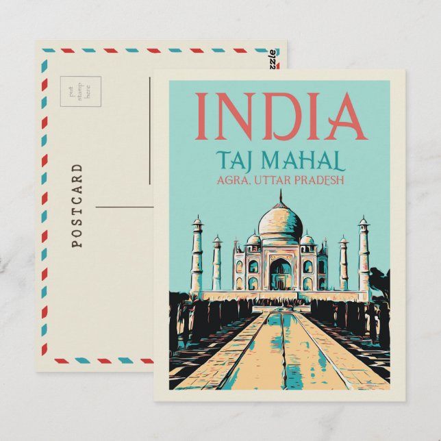 Carte Postale Inde Taj Mahal dans l'Uttar Pradesh (Devant / Derrière)