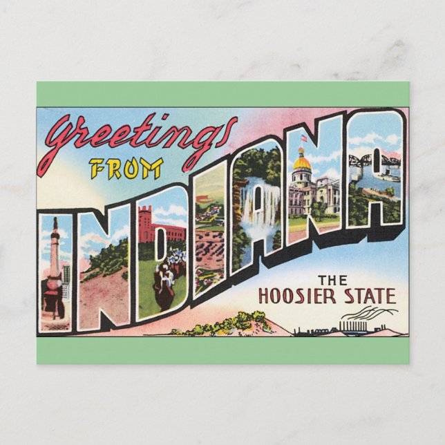 Carte Postale Indiana - Design Postacard Vintage (Devant)