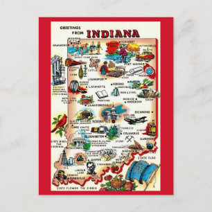 Carte Postale Indiana illustré vintage