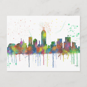 CARTE POSTALE INDIANA, INDIANAPOLIS SKYLINE