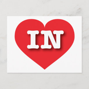 Carte Postale Indiana Red Heart - I love IN