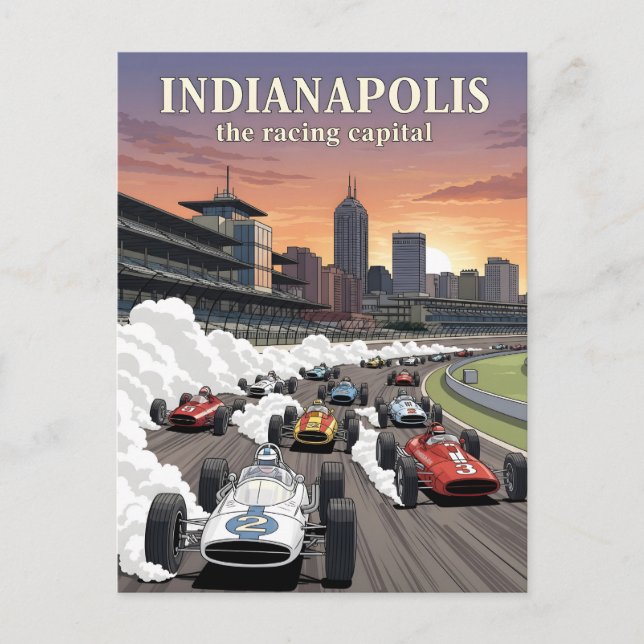 Carte Postale Indianapolis, capitale mondiale de la course (Devant)