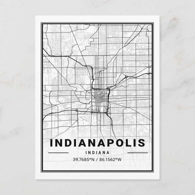 Carte Postale Indianapolis Indiana USA Travel City Map (Devant)